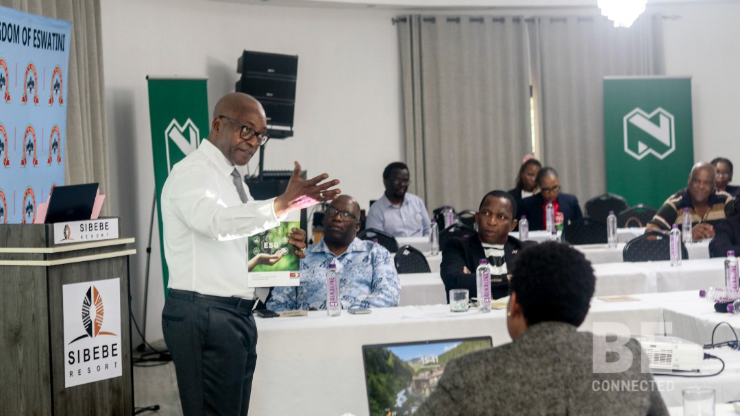 Business Eswatini CEO Nathi Dlamini making his presentation during the Parliamentarians’ Retreat held at Sibebe Resort on Wednesday. (Courtesy pic)